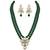 Aheli green crystal pearl long necklace with drop earrings traditional ethnic jewellery set