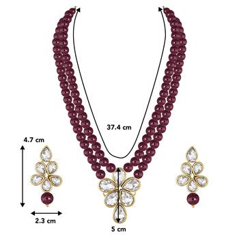 Aheli crystal pearl long necklace with drop earrings traditional ethnic jewellery set 4