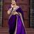 Purple bloue piece with embroidred velvet saree