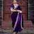 Purple bloue piece with embroidred velvet saree