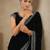 Black bloue piece with embroidred velvet saree