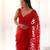 Red embroidered blouse with embroidered saree