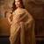 Coffee jari woven blouse with embroidred saree