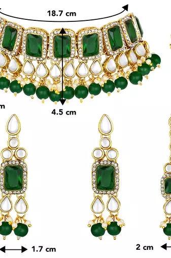 Aheli traditional kundan choker necklace jewellery set with dangle earring maang tikka
