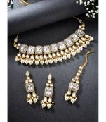 Aheli traditional kundan choker necklace with earring maang tikka jewellery set