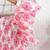White & pink floral printed cotton smocked puff sleeve fit & flare girls dress