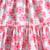 White & pink floral printed cotton smocked puff sleeve fit & flare girls dress