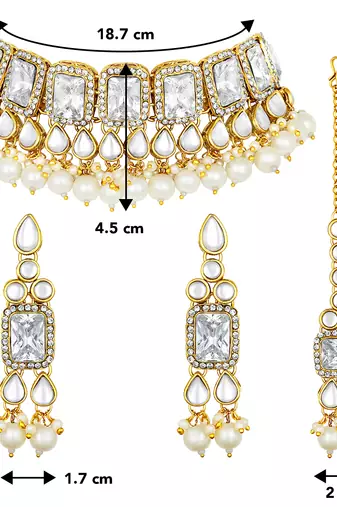 Aheli traditional kundan choker necklace with earring maang tikka jewellery set