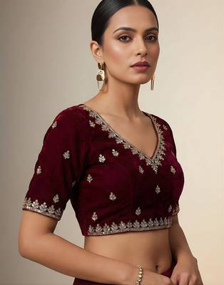 Maroon embellished saree with embellished blouse 5