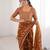 Musterd bloue piece with cotton printed saree