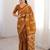 Musterd bloue piece with cotton printed saree