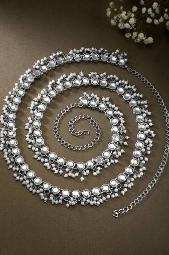 Aheli traditional jewellery white kundan waist belt kamar bandh belly chain gift for women