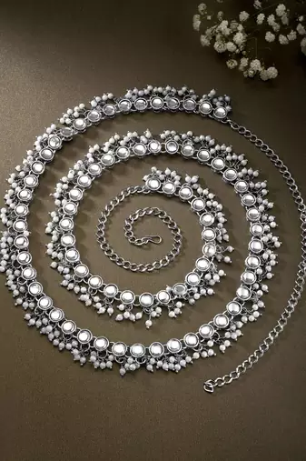 Aheli traditional jewellery white kundan waist belt kamar bandh belly chain gift for women