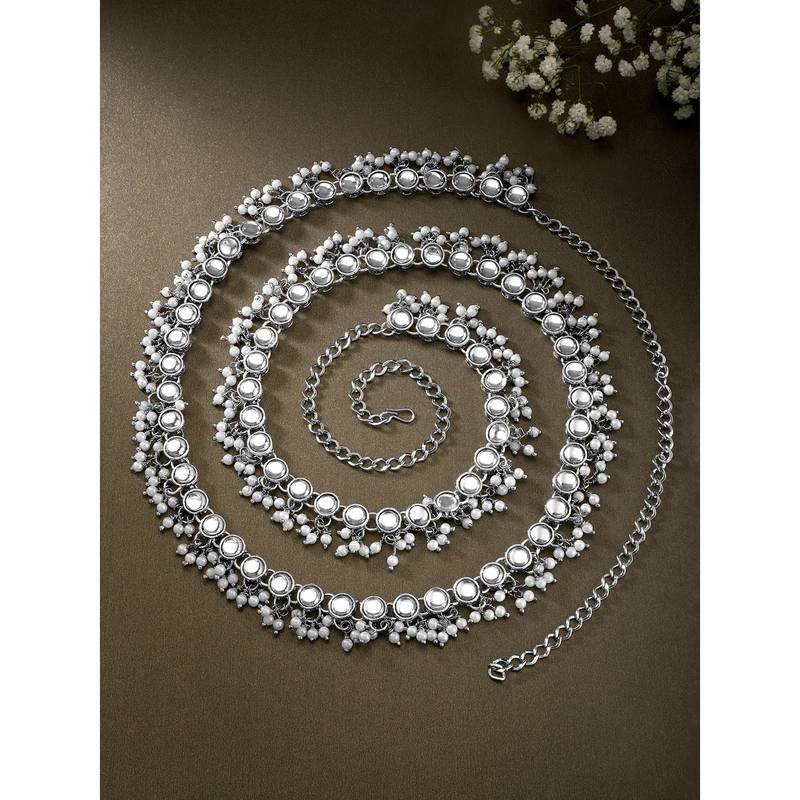 Aheli traditional jewellery white kundan waist belt kamar bandh belly chain gift for women