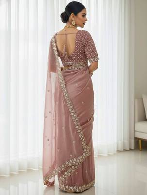 Pink embellished saree with embellished blouse 2