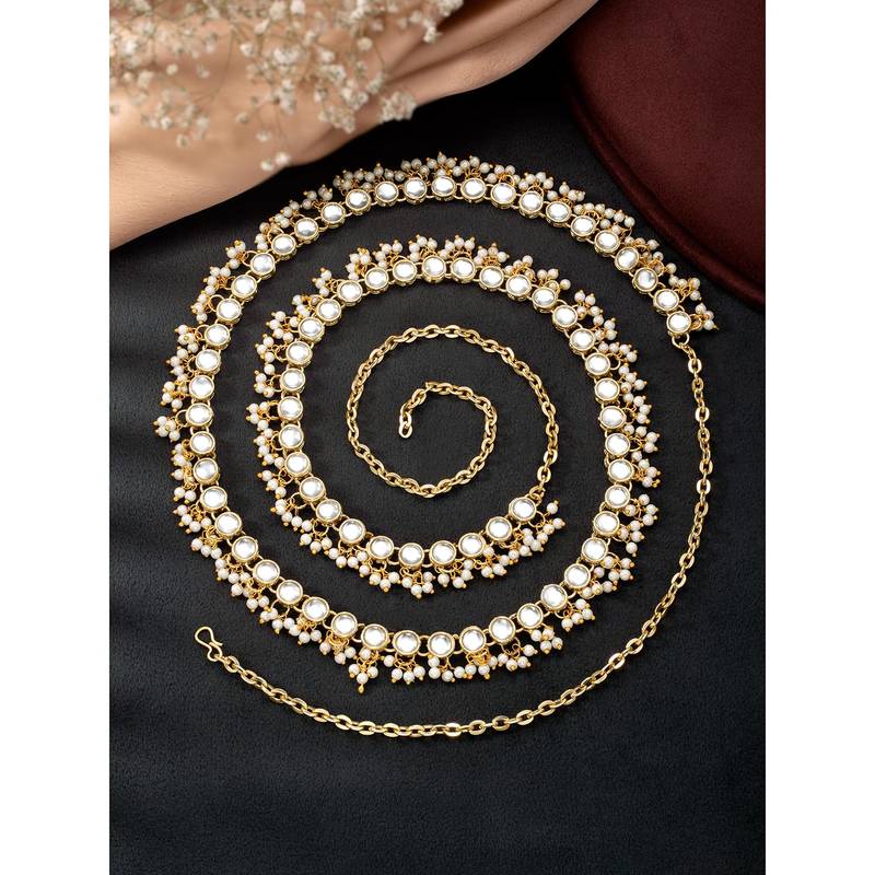 Aheli traditional jewellery white kundan waist belt kamar bandh belly chain gift for women