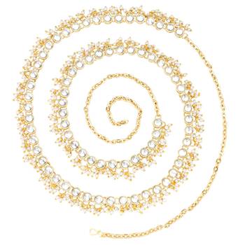 Aheli traditional jewellery white kundan waist belt kamar bandh belly chain gift for women 3