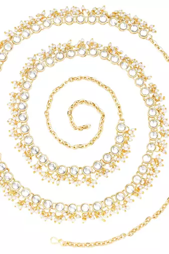 Aheli traditional jewellery white kundan waist belt kamar bandh belly chain gift for women