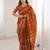 Musterd bloue piece with cotton printed saree