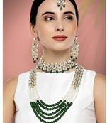 Aheli indian traditional kundan bridal necklace jewellery set with earring maang tikka for women