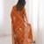Musterd bloue piece with cotton printed saree