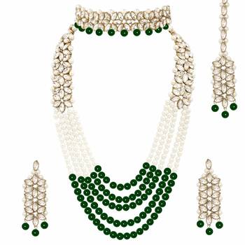 Aheli indian traditional kundan bridal necklace jewellery set with earring maang tikka for women 3