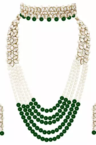 Aheli indian traditional kundan bridal necklace jewellery set with earring maang tikka for women