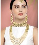 Aheli traditional kundan long necklace jewellery set with earring maang tikka for women