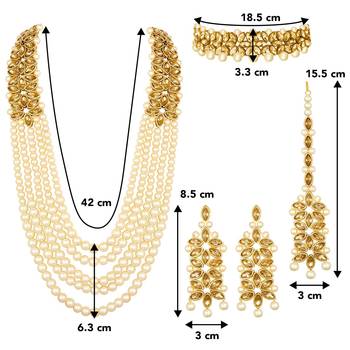 Aheli traditional kundan long necklace jewellery set with earring maang tikka for women 4