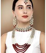 Aheli traditional kundan wedding bridal necklace jewellery set with earring maang tikka for women