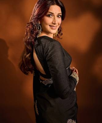 Black embroidered blouse with embroidered saree 2