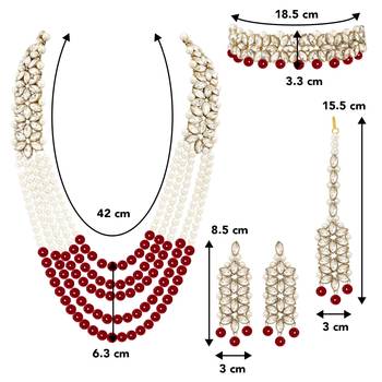 Aheli traditional kundan wedding bridal necklace jewellery set with earring maang tikka for women 4