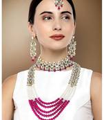 Aheli traditional kundan long necklace jewellery set with earring maang tikka for women