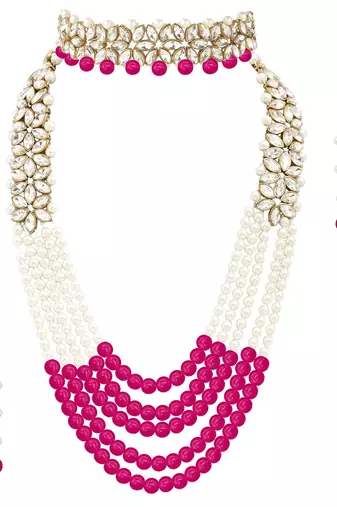 Aheli traditional kundan long necklace jewellery set with earring maang tikka for women