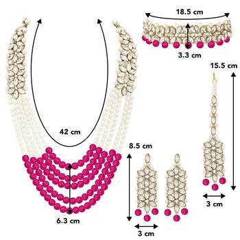 Aheli traditional kundan long necklace jewellery set with earring maang tikka for women 4