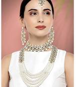 Aheli traditional kundan bridal necklace jewellery set with earring maang tikka for women