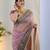 Purple embroidered blouse with embroidered saree