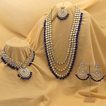 Aheli kundan bridal necklace jewellery set gift for women 1