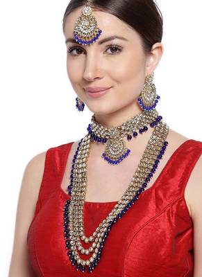 Aheli kundan bridal necklace jewellery set gift for women 2