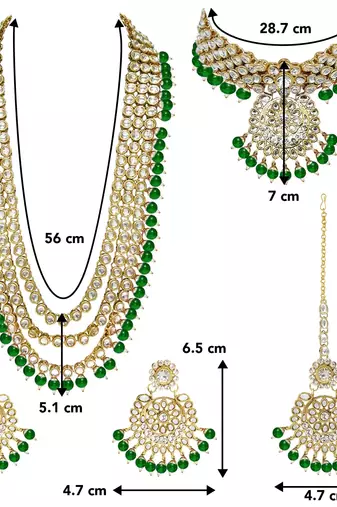 Aheli kundan bridal long necklace choker earrings maangtikka jewellery set for women