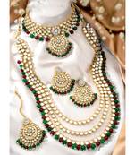 Aheli traditional kundan wedding necklace earrings jewellery set for women