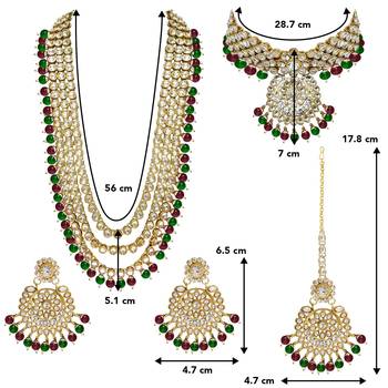 Aheli traditional kundan wedding necklace earrings jewellery set for women 4