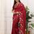 Maroon embroidered blouse with embroidered saree
