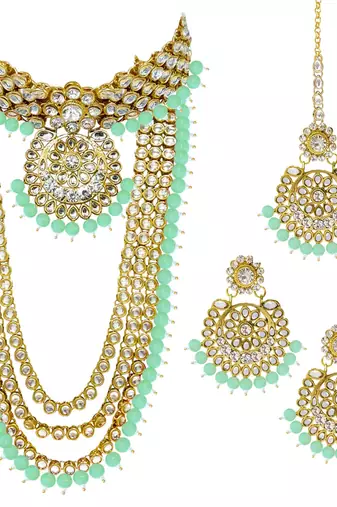 Aheli kundan bridal necklace earrings jewellery set for women