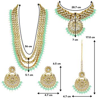 Aheli kundan bridal necklace earrings jewellery set for women 4