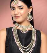 Aheli kundan bridal necklace earrings jewellery set for women