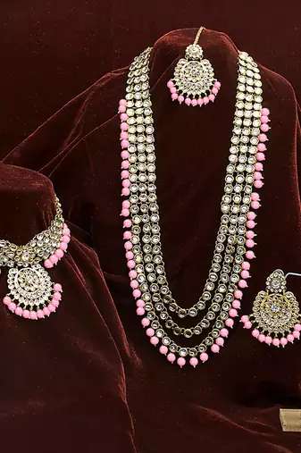 Aheli kundan bridal necklace earrings jewellery set for women