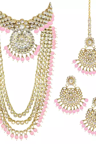 Aheli kundan bridal necklace earrings jewellery set for women