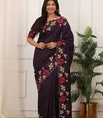 Blue embroidered blouse with embroidered saree