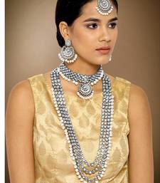 Aheli kundan faux bead bridal necklace jewellery set for women